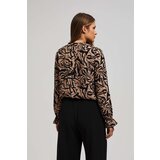 Marisse Patterned V-Neck Shirt In Dark Beige | Shoptok.si