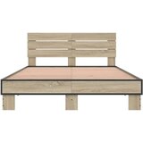  Okvir za krevet boja hrasta 135x190cm konstruirano drvo i metal | shoptok.hr