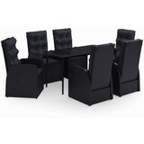  7-dijelni vrtni blagovaonski set s jastucima crni | shoptok.hr