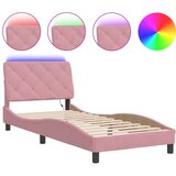 Furnova Posteljni okvir z LED lučkami roza 90x200 cm žamet, (21935383) | Shoptok.si