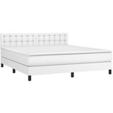 vidaXL Krevet box spring s madracem LED bijeli 180x200 cm umjetna koža | shoptok.hr