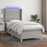  Krevet box spring s madracem LED svjetlosivi 100x200 cm tkanina Cijene