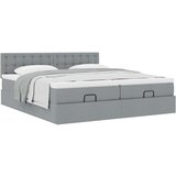 vidaXL Otomanski posteljni okvir z vzmetnicami siv 180x200 cm blago | Shoptok.si