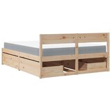  Postelja s predali in vzmetnico 160x200 cm trdna borovina | Shoptok.si