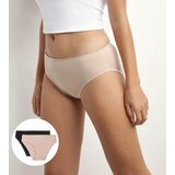 DIM BODY TOUCH MIDI BRIEF 2x - Women's socks 2 pcs - black - beige | Shoptok.si
