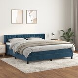 The Living Store Box spring postelja z vzmetnico temno modra 160x200 cm žamet - Box Spring Postelja, (21438466) Cene