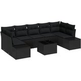 vidaXL 8-delni vrtni sofaset z blazinami Črn poli ratan, (22091524) | Shoptok.si
