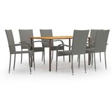 Poli 7-dijelni vrtni blagovaonski set od poliratana sivi | shoptok.hr