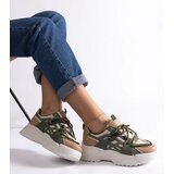 Gemre Green-beige women's sneakers Alva Cene