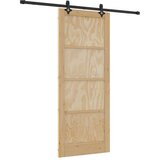  Klizna vrata Prirodna i crna 86 x 211 cm Masivna borovina | shoptok.hr