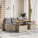 The Living Store Vrtna sedežna garnitura 6-delna z blazinami bež poli ratan - Vrtna Sedežna Garniture, (21471852) | Shoptok.si