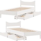  Okvir kreveta s ladicama bijeli 75x190 cm od borovine | shoptok.hr