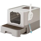Songmics FEANDREA Mačji pesek s pokrovom za mačke do 15 kg Oatmeal Warm grey, (21389975) | Shoptok.si