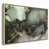  Slika - Green watercolour - abstraction inspired by the structure of marble 90x60 U prirodnom drvenom okviru | shoptok.hr
