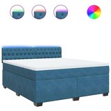 vidaXL Box spring postelja z vzmetnico modra 180x200 cm žamet | Shoptok.si