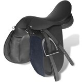 vidaXL Jahalno Sedlo Set 17,5" Pravo Usnje Črne Barve 12 cm 5-v-1 | Shoptok.si