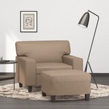  The Living Store Fotelj s stolčkom za noge kapučino 60 cm umetno usnje - Kavč S Stolčkom Za Noge, (21485148) Cene