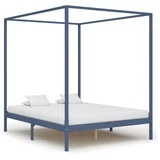Okvir za krevet s baldahinom od borovine sivi 160 x 200 cm