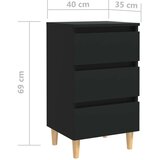vidaXL Nočna omarica z nogami iz trdnega lesa črna 40x35x69 cm | Shoptok.si