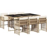  7-dijelni vrtni blagovaonski set od poliratana s jastucima bež | shoptok.hr