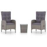  3-dijelni vrtni bistro set od poliratana i stakla sivi | shoptok.hr