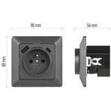  Zidna utičnica sa USB-A i USB-C (francuski standard), 250V/16A, antracitna | Eponuda.com