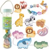 Woopie Green drvene životinje za provlačenje Zoo, Montessori igračka, 13 dijelova | shoptok.hr
