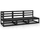  Sedežna garnitura 3-delna črna trdna borovina | Shoptok.si