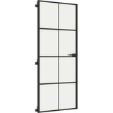 vidaXL Sobna vrata tanka crna 83 x 201 5 cm kaljeno staklo i aluminij | shoptok.hr