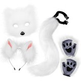INF Plišast komplet kostuma bele lisice za noč čarovnic - 4 kosi: maska, ušesa, rep in šape, (5000078470) | Shoptok.si