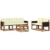 vidaXL Zunanja garnitura za sedenje z blazino 6 pcs Naravna in smetana, (5000273283) | Shoptok.si