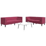  Komplet Chesterfield kavčev z vzglavniki 2-delna rdeč žamet | Shoptok.si