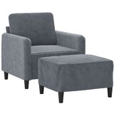  Fotelja s tabureom tamnosiva 60 cm baršunasta | shoptok.hr