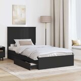  Postelja s shranjevanjem Črna 100 x 200 cm Konstruiran les, (5000105048) | Shoptok.si