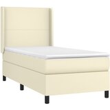 Krevet s oprugama i madracem krem 90 x 190 cm od umjetne kože | shoptok.hr