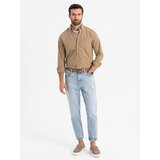 Ombre Men's REGULAR FIT cotton shirt with pocket - light brown Cijene