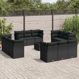 vidaXL 13-dijelni set vrtnih sofa s jastucima poliratan crni Cijene