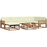  Set vanjskih sofa 7 kom. Prirodna i krem Čvrsto drvo akacije Slike