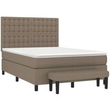  Box spring postelja z vzmetnico taupe 140x190 cm blago | Shoptok.si