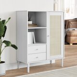  The Living Store Komoda SENJA videz ratana bela 90x40x112 cm trdna borovina - Komoda, (21453426) Cene