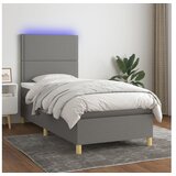  Box spring postelja z vzmetnico LED temno siva 100x200 cm blago | Shoptok.si