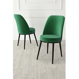 Hanah home set trpezarijskih stolica Jaxe 8 kom, smaragdno zelena tkanina Babyface, crne metalne noge | Eponuda.com