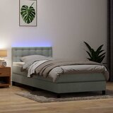 Box Spring krevet s madracem i LED svijetlo sivi 80x210 cm baršun | shoptok.hr