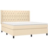  Krevet s oprugama i madracem krem 160x200 cm od tkanine | shoptok.hr