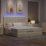 vidaXL Otomanski krevet s madracem i LED krem 180x200cm od tkanine | shoptok.hr