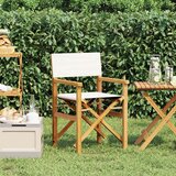 vidaXL Zložljiv režiserski stol krem barve trdna tikovina, (21814795) | Shoptok.si