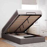 VidaXL Otomanski okvir kreveta s madraca smeđesivi 120x200cm tkanine VidaXL Otomanski okvir kreveta s madraca smeđesivi 120x200cm tkanine Slike