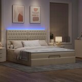  Otomanski krevet s madracem i LED krem 180x200cm od tkanine | shoptok.hr