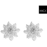 Dekordom 1181048 - silver - edl novogodišnja dekoracija - clip poinsettia set 2pcs 13cm ( 044623 ) Cene