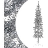  Tanka umjetna polovica božićnog drvca sa stalkom srebrna 120 cm | shoptok.hr